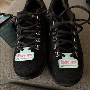Skechers Shape-Ups XF Energy Blast Women's Black Suede Walking Sneakers